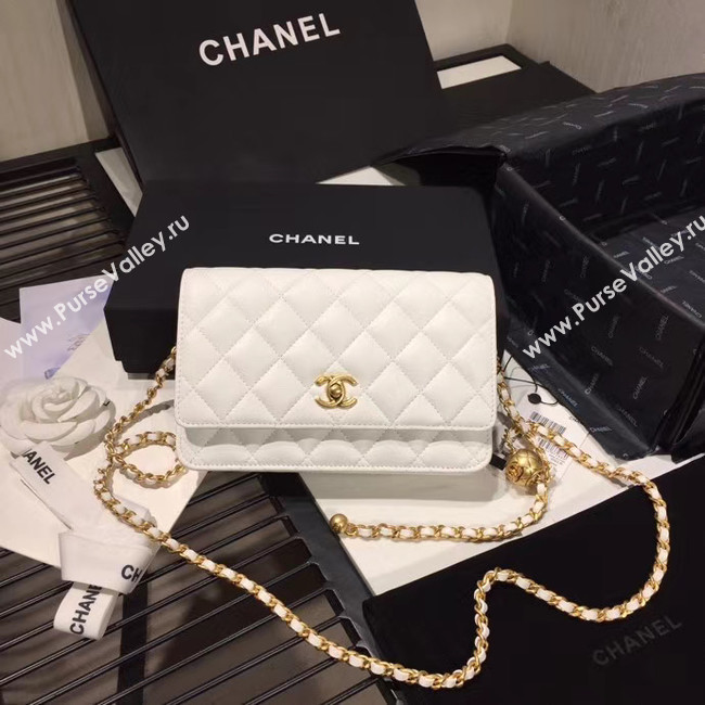 Chanel Original Small classic Sheepskin flap bag AS33814 white