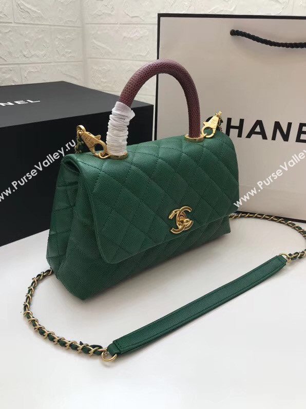 Chanel Small Flap Bag with Top Handle A92990 green