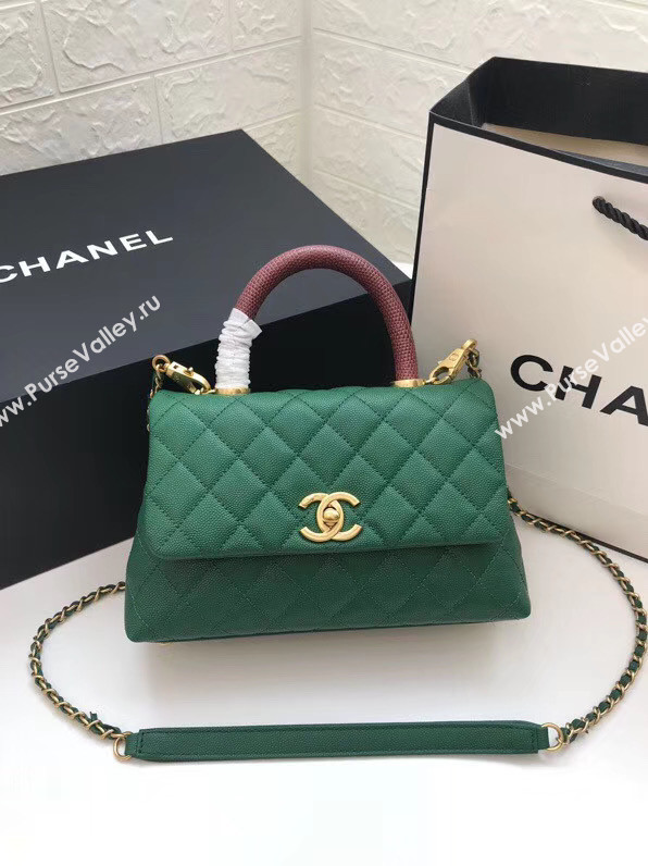 Chanel Small Flap Bag with Top Handle A92990 green