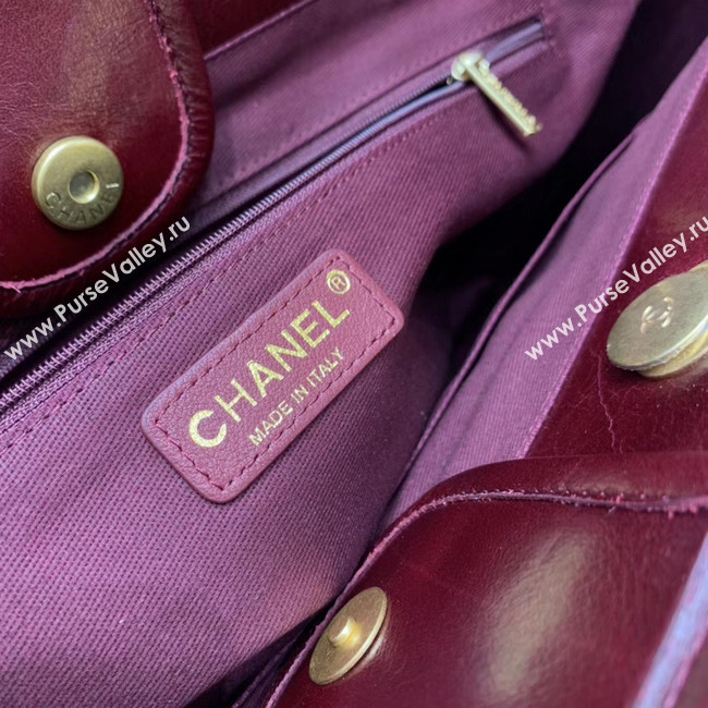 Chanel cowhide Tote Shopping Bag A66942 Burgundy