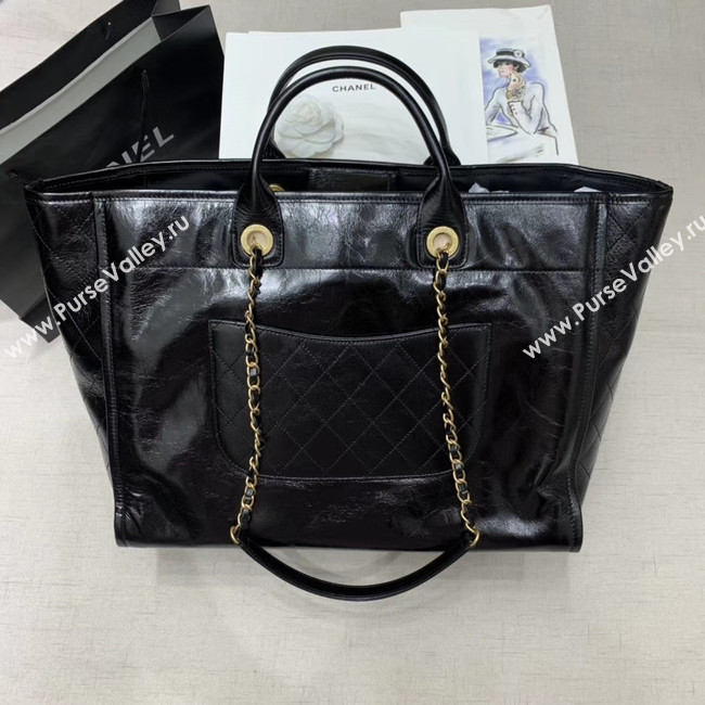 Chanel cowhide Tote Shopping Bag A66942 black
