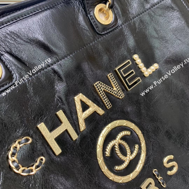 Chanel cowhide Tote Shopping Bag A66942 black