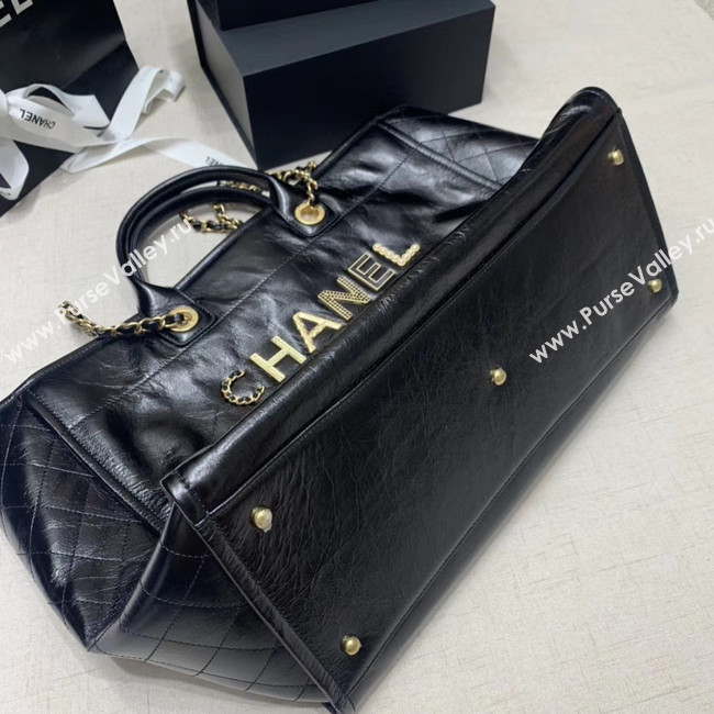 Chanel cowhide Tote Shopping Bag A66942 black
