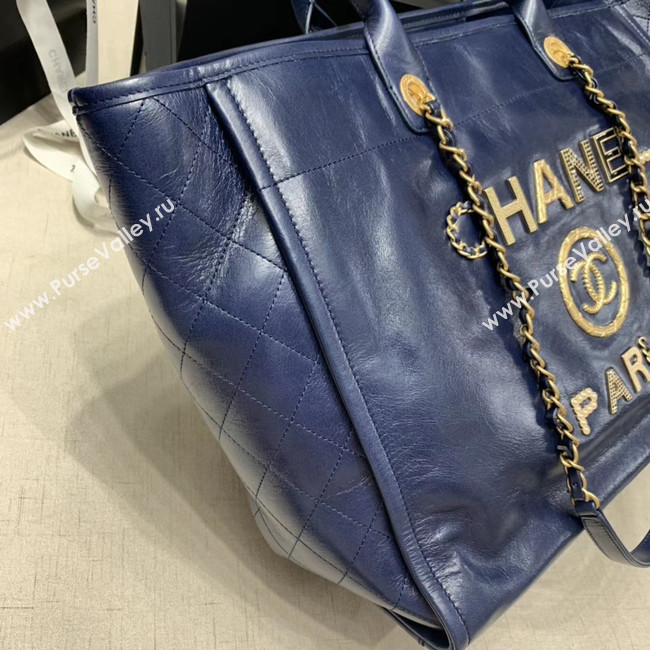 Chanel cowhide Tote Shopping Bag A66942 blue