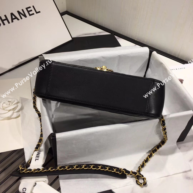 Chanel flap bag leather & Gold Metal AS0970 black