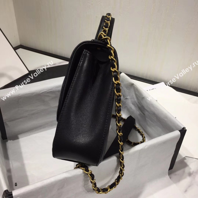 Chanel flap bag leather & Gold Metal AS0970 black