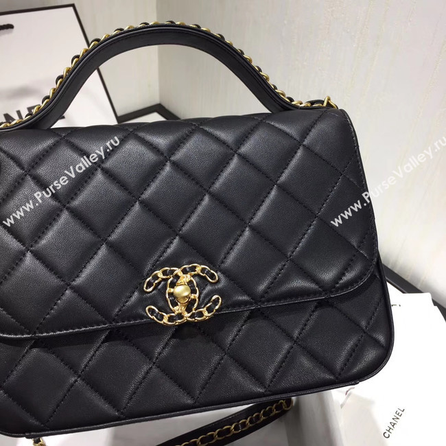 Chanel flap bag leather & Gold Metal AS0970 black