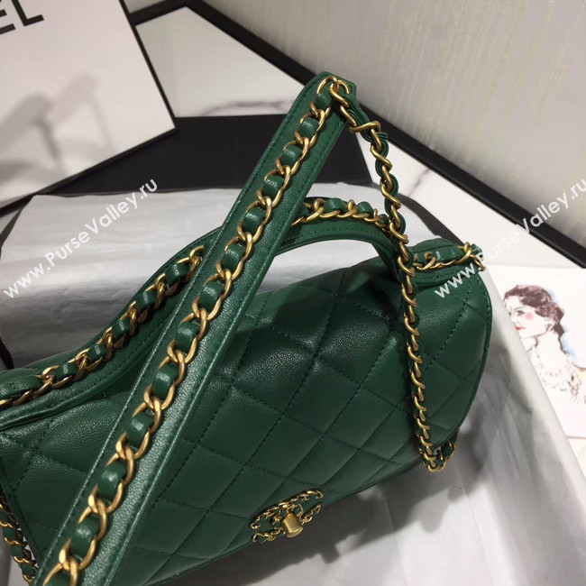 Chanel flap bag leather & Gold Metal AS0970 green