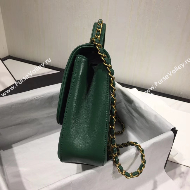 Chanel flap bag leather & Gold Metal AS0970 green