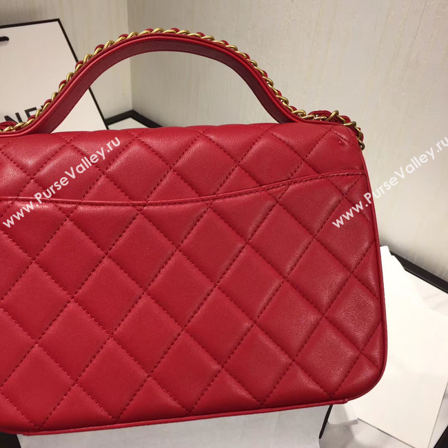 Chanel flap bag leather & Gold Metal AS0970 red