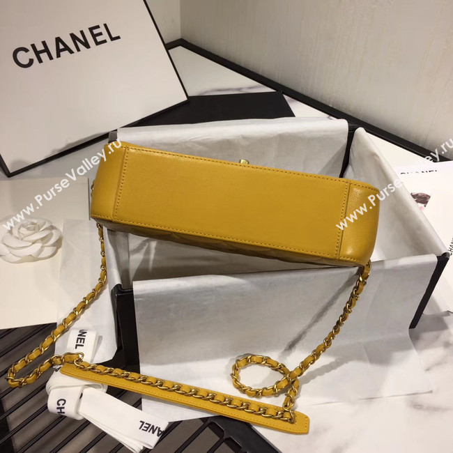 Chanel flap bag leather & Gold Metal AS0970 yellow