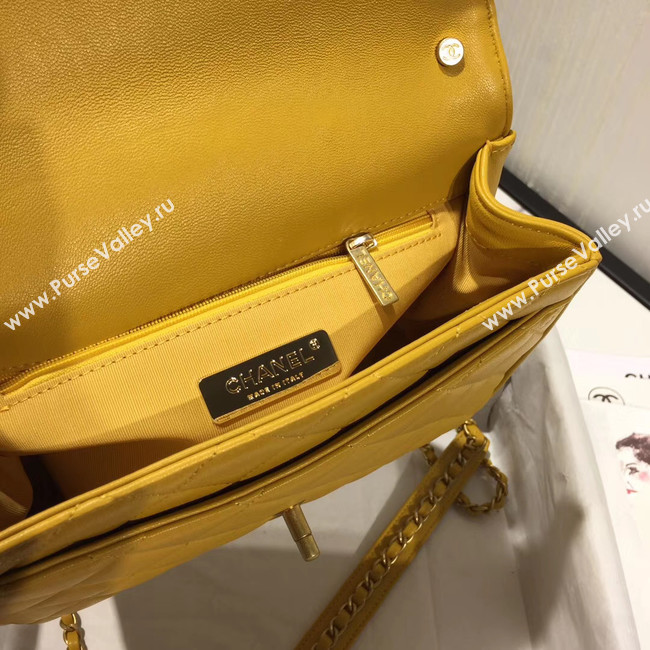 Chanel flap bag leather & Gold Metal AS0970 yellow