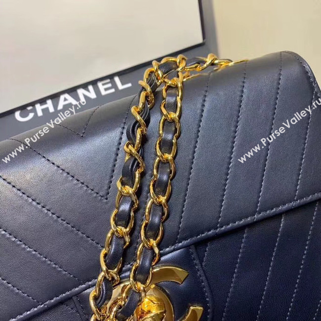 Chanel flap bag leather & Gold-Tone Metal 57276 Royal Blue