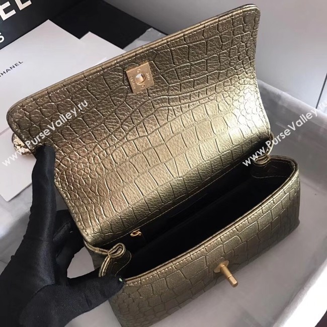 Chanel original Calfskin flap bag top handle A92290 bronze &gold-Tone Metal