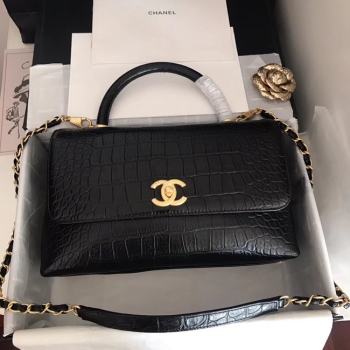 Chanel original Calfskin flap bag top handle A92292 black &gold-Tone Metal