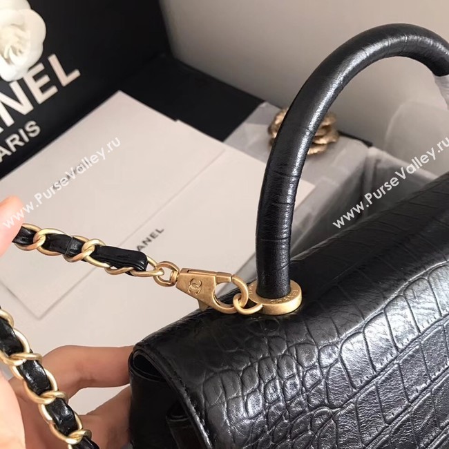 Chanel original Calfskin flap bag top handle A92292 black &gold-Tone Metal