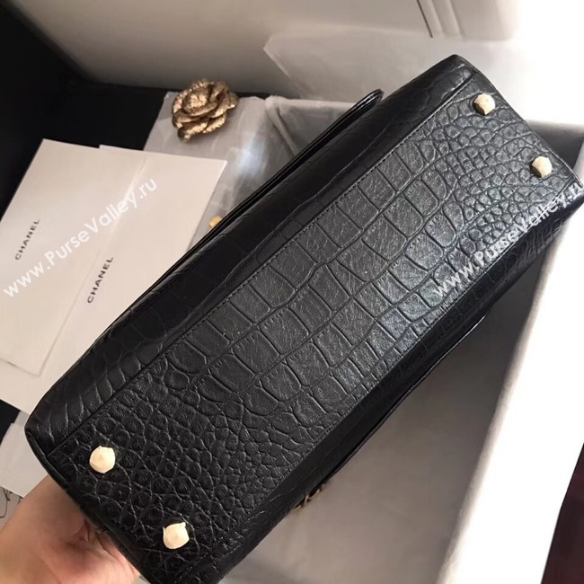 Chanel original Calfskin flap bag top handle A92292 black &gold-Tone Metal