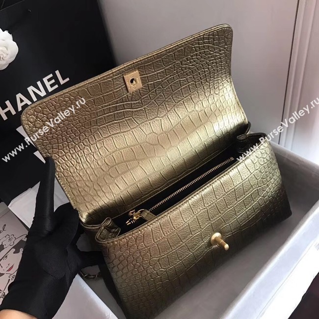 Chanel original Calfskin flap bag top handle A92292 bronze &gold-Tone Metal
