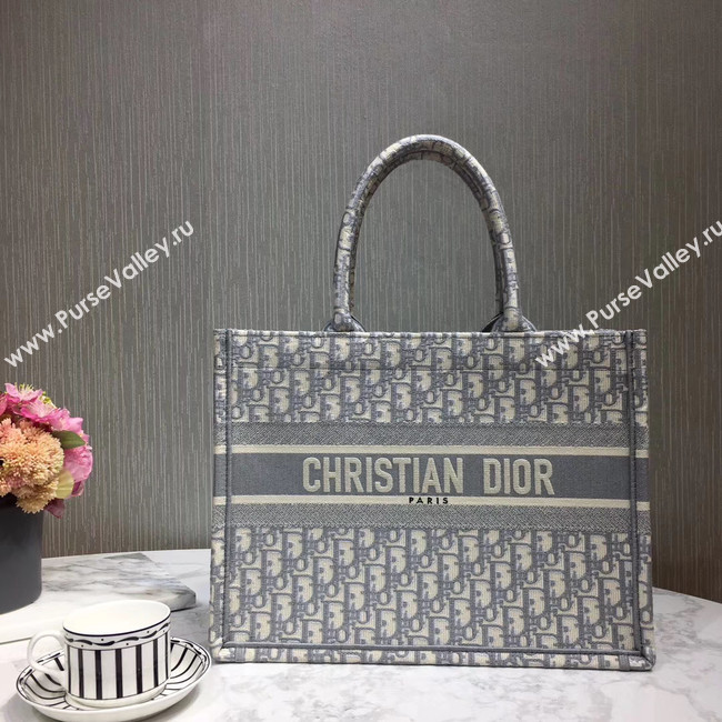 DIOR BOOK TOTE BAG IN EMBROIDERED CANVAS C1286-3 grey