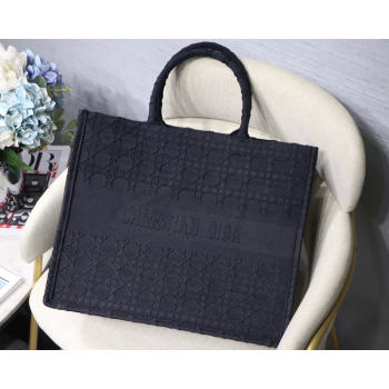 DIOR BOOK TOTE BAG IN EMBROIDERED CANVAS C1286 dark blue