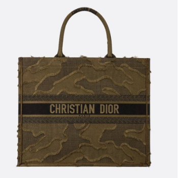 DIOR BOOK TOTE BAG IN EMBROIDERED CANVAS C1286 green