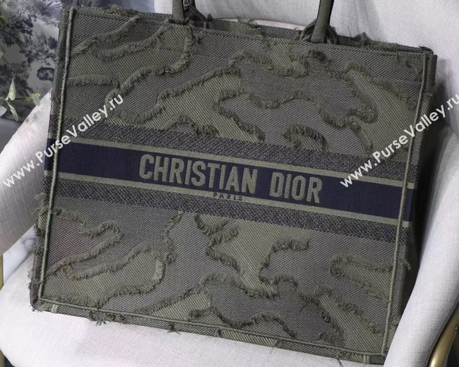 DIOR BOOK TOTE BAG IN EMBROIDERED CANVAS C1286 green