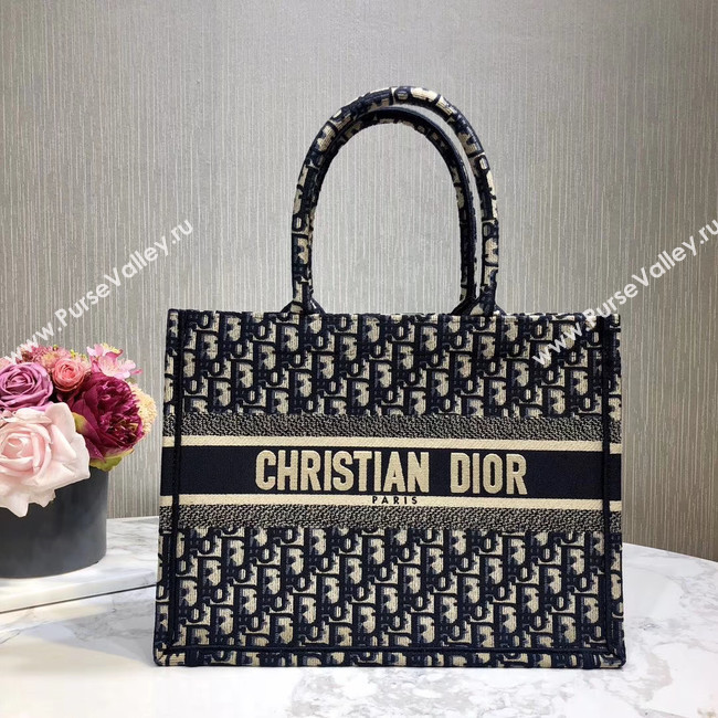 DIOR BOOK TOTE BAG IN EMBROIDERED CANVAS C1286-1 Navy