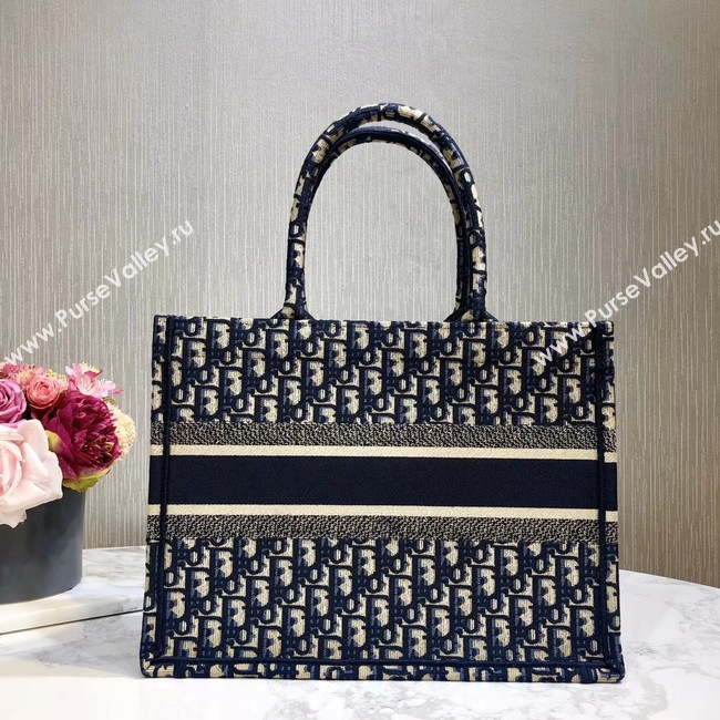 DIOR BOOK TOTE BAG IN EMBROIDERED CANVAS C1286-1 Navy