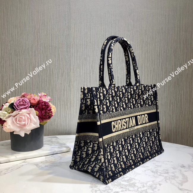 DIOR BOOK TOTE BAG IN EMBROIDERED CANVAS C1286-1 Navy