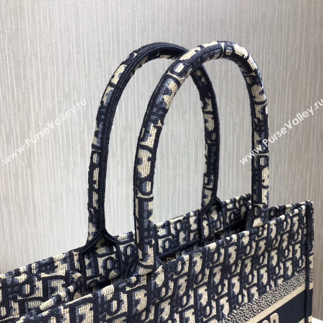 DIOR BOOK TOTE BAG IN EMBROIDERED CANVAS C1286-1 Navy