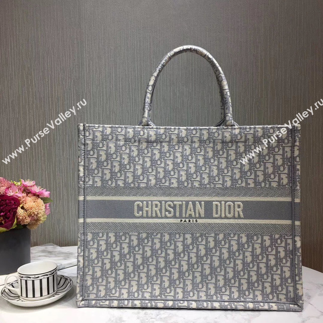 DIOR BOOK TOTE EMBROIDERED CANVAS BAG M1287-9 grey
