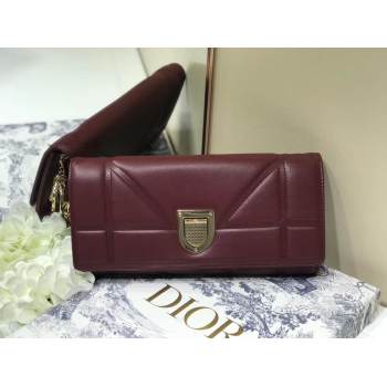 DIOR CLUTCH gold-tone metal C1040A Bordeaux