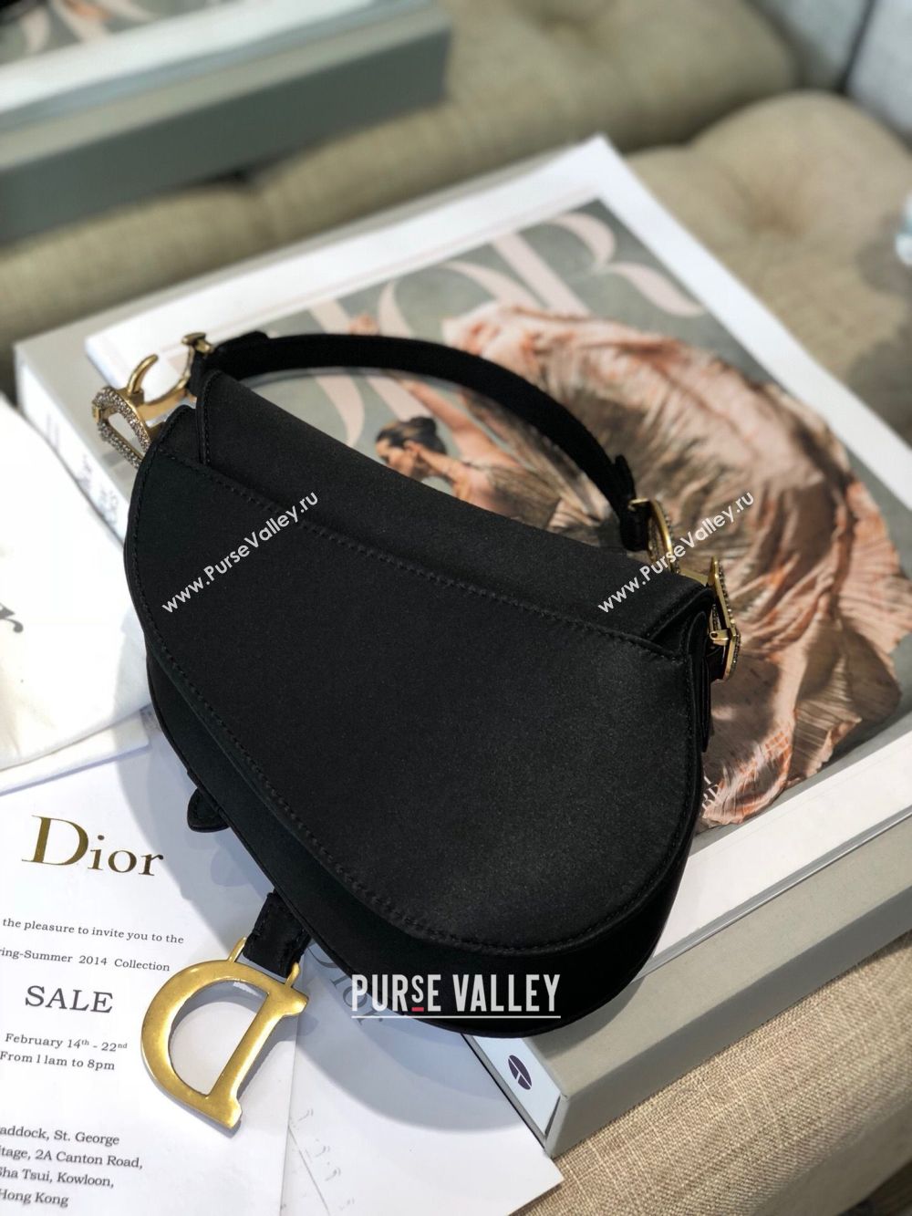 Dior SADDLE SATIN MINI BAG M447S Black