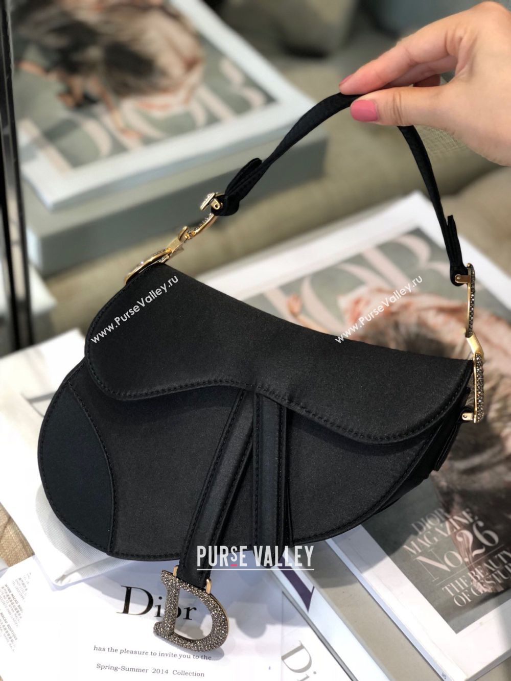 Dior SADDLE SATIN MINI BAG M447S Black