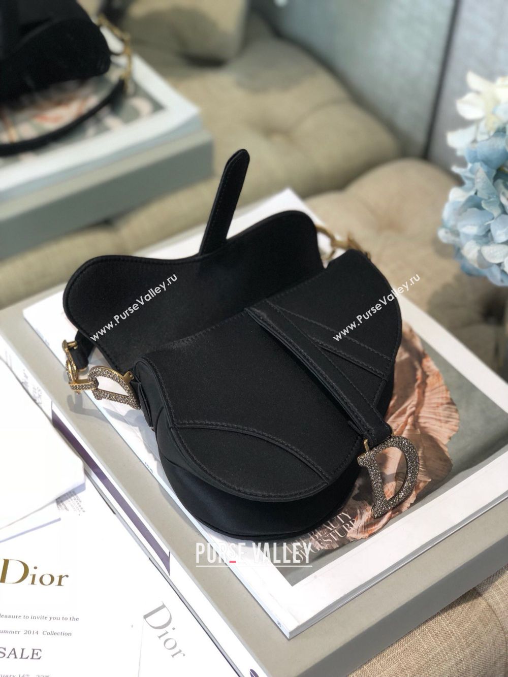 Dior SADDLE SATIN MINI BAG M447S Black