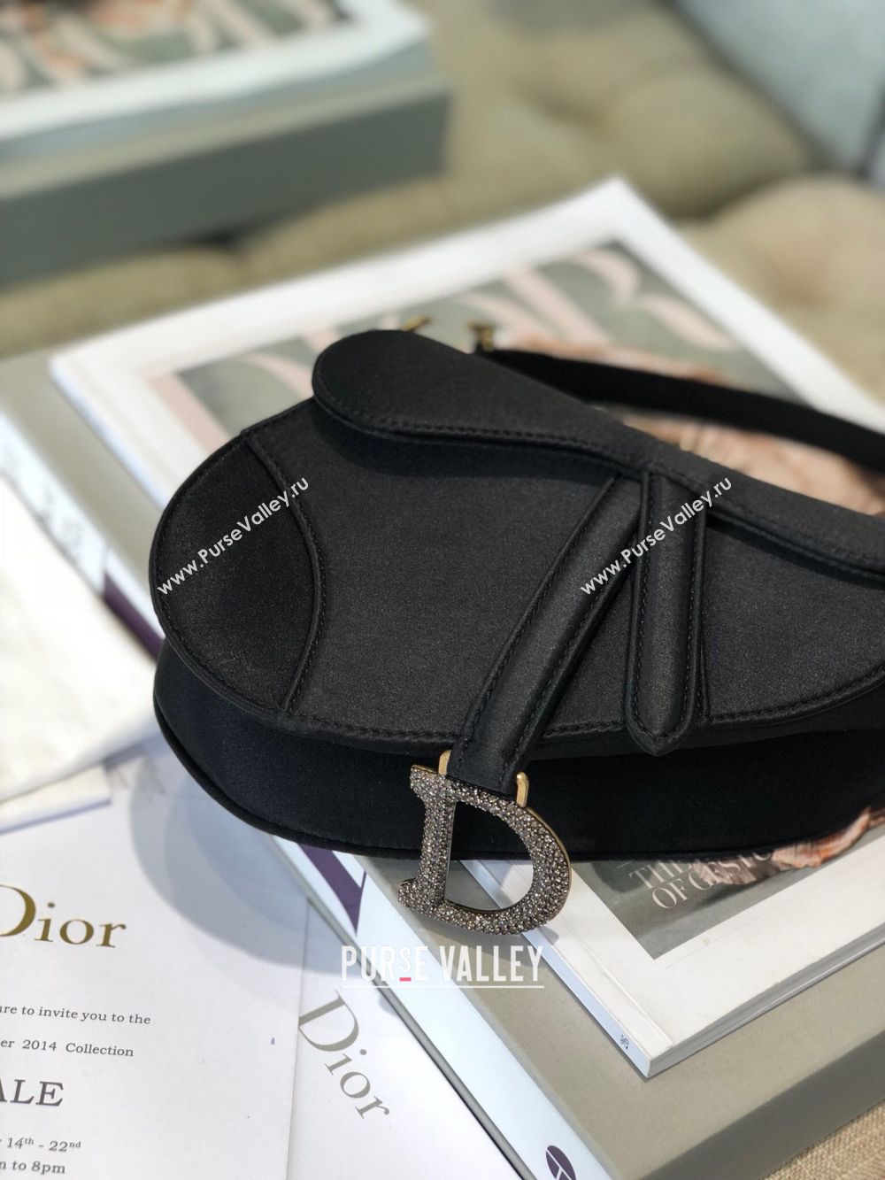 Dior SADDLE SATIN MINI BAG M447S Black