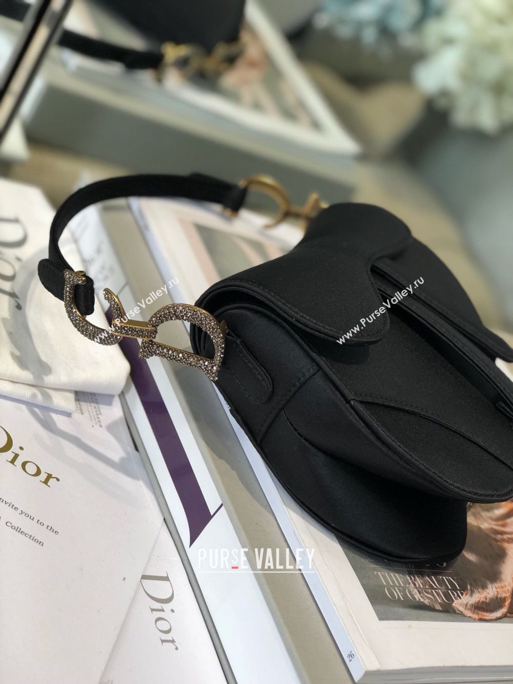 Dior SADDLE SATIN MINI BAG M447S Black