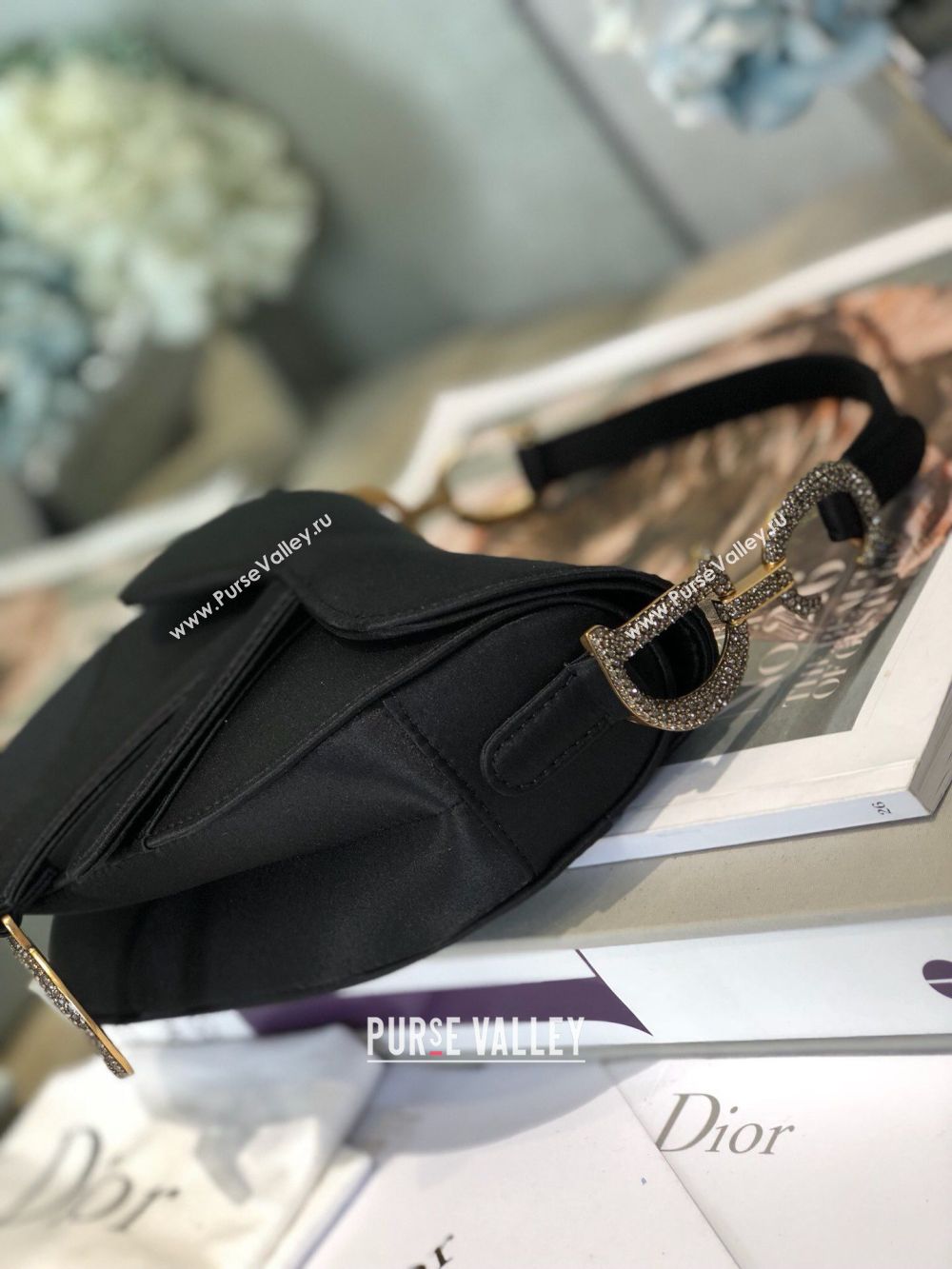 Dior SADDLE SATIN MINI BAG M447S Black