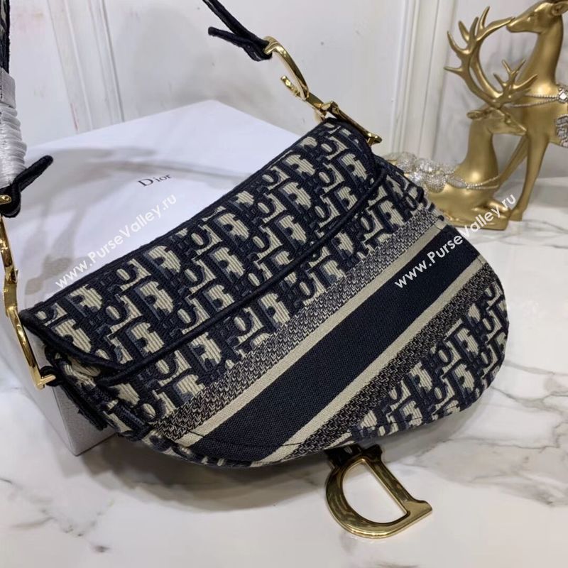 Dior BLUE SADDLE ORIGINAL DIOR OBLIQUE EMBROIDERED CANVAS BAG M0446CRIW