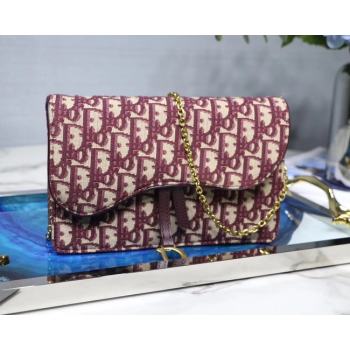 Dior SADDLE DENIM CANVAS BAG S5614 burgundy