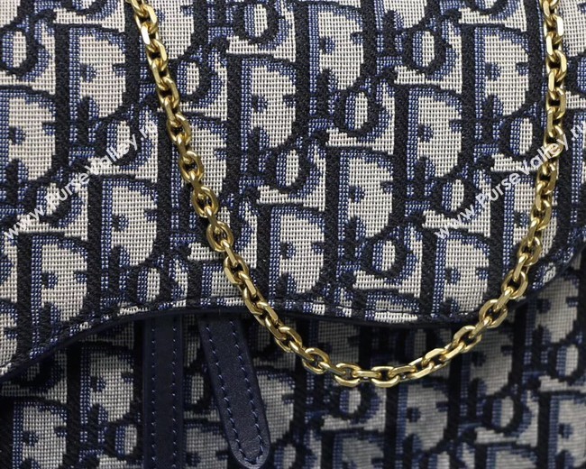 Dior SADDLE DENIM CANVAS Chain Clutch bag S5614 dark blue