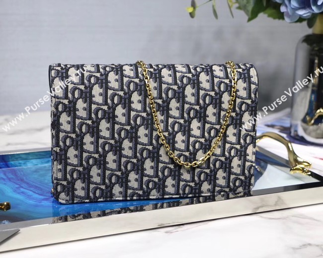Dior SADDLE DENIM CANVAS Chain Clutch bag S5614 dark blue