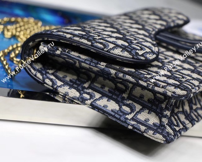 Dior SADDLE DENIM CANVAS Chain Clutch bag S5614 dark blue