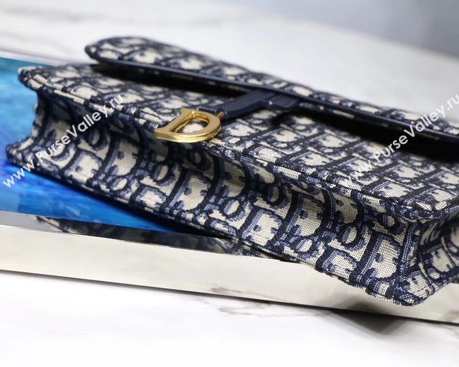 Dior SADDLE DENIM CANVAS Chain Clutch bag S5614 dark blue