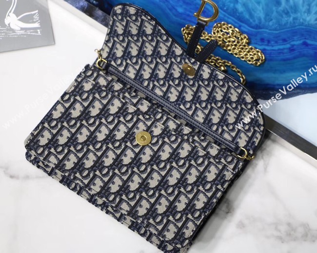 Dior SADDLE DENIM CANVAS Chain Clutch bag S5614 dark blue