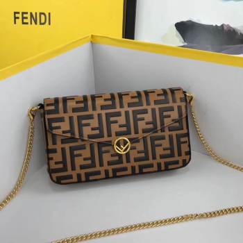 Fendi WALLET ON CHAIN WITH POUCHES leather mini-bag 8BS032 apricot