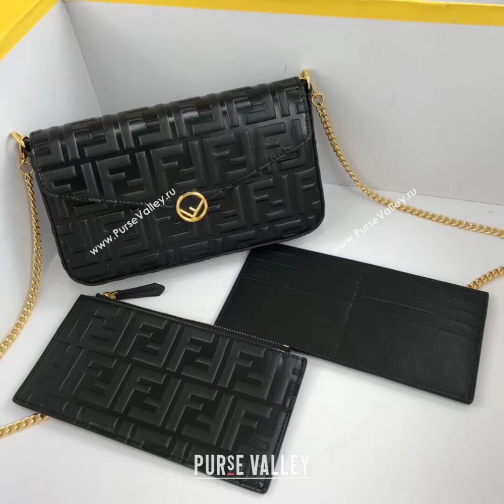 Fendi WALLET ON CHAIN WITH POUCHES leather mini-bag 8BS032 black