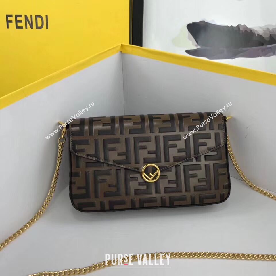 Fendi WALLET ON CHAIN WITH POUCHES leather mini-bag 8BS032 brown