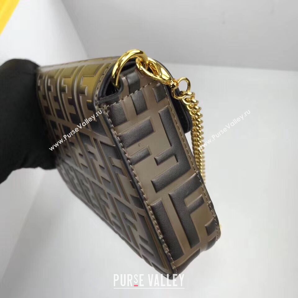 Fendi WALLET ON CHAIN WITH POUCHES leather mini-bag 8BS032 brown