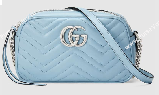 Gucci GG Marmont Matelasse Shoulder Bag 447632 Pastel blue